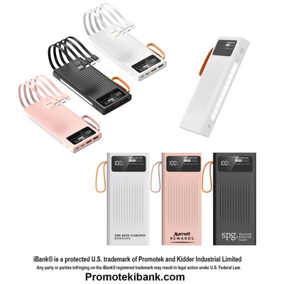 iBank ® Power Bank with Built-In Cables and LED Battery Display, 10000mAh