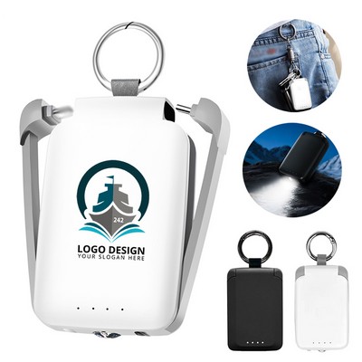 2,000 mAh Mini Power Bank With Built-In Cables & Clip