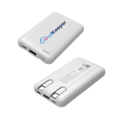 5000mAh UL-Certified Power bank with Built-In Dual Cables